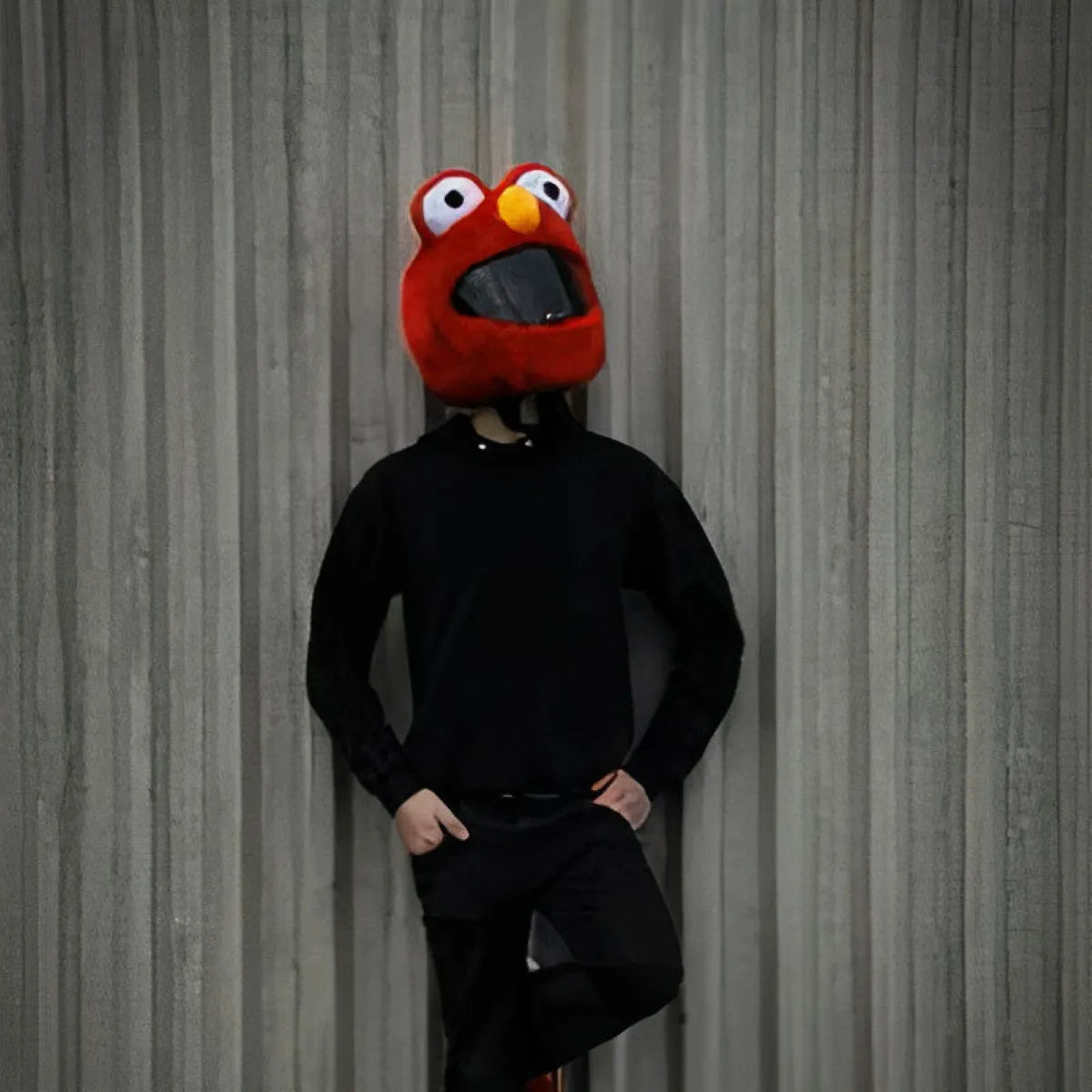 Funny red muppet helmet cover for motorcycle and ski helmets