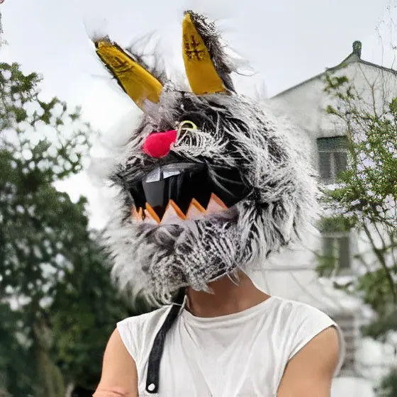 π Funny helmet cover - Grey Rabbit - Helmetcoverstore
