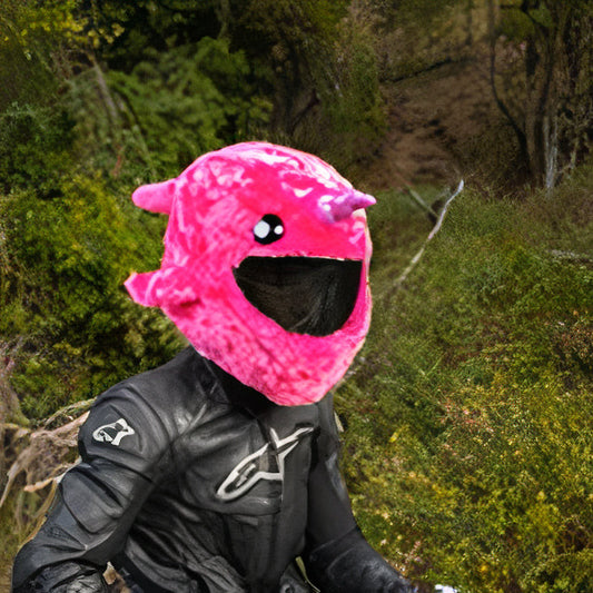 🐬 Funny helmet cover - Pink Dolphin - Helmetcoverstore