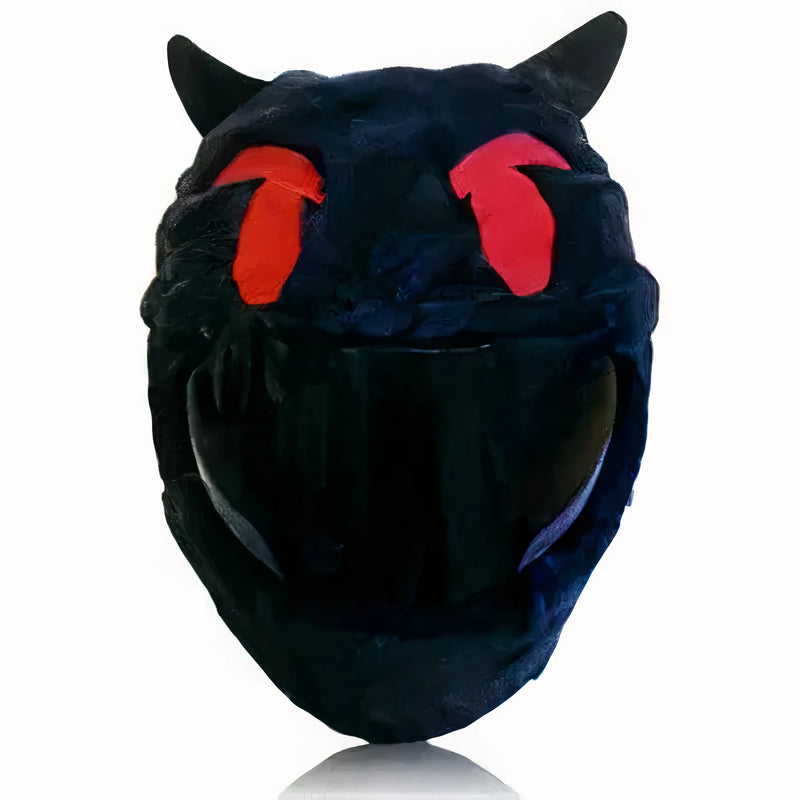 Red Devil helmet cover for helmets front