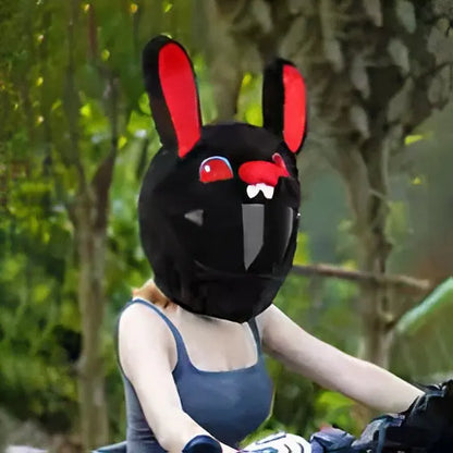 🐰 Funny helmet cover - Red Bunny - Helmetcoverstore
